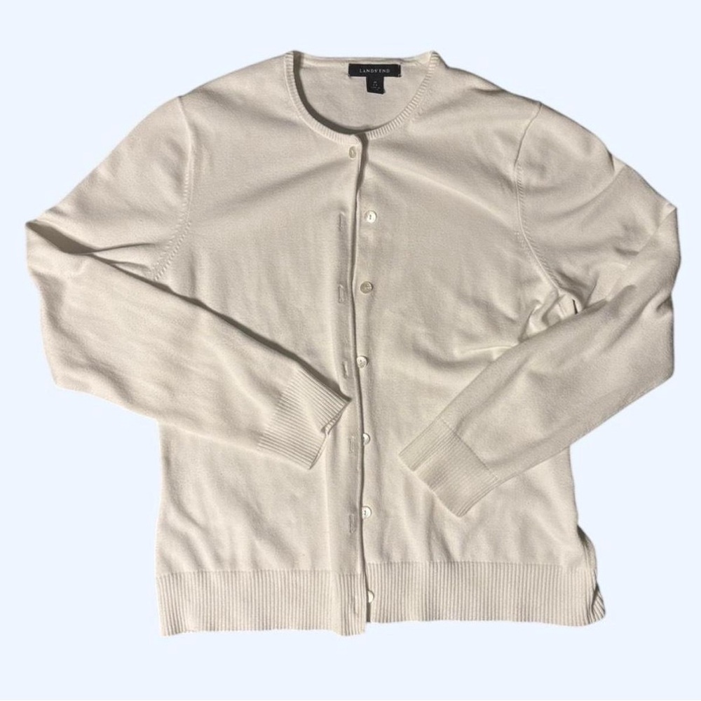Lands’ End Women’s White Cardigan